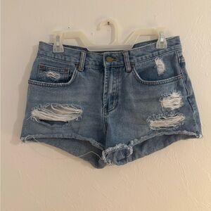 Billabong Blue Jean Shorts with Distressed Design